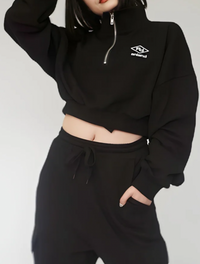 2way cropped half zip & cargo sweat setup