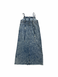Button slit denim one piece(BLUE)