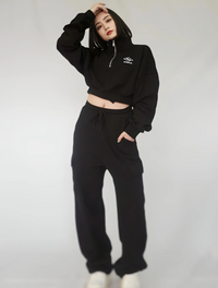 2way cropped half zip & cargo sweat setup