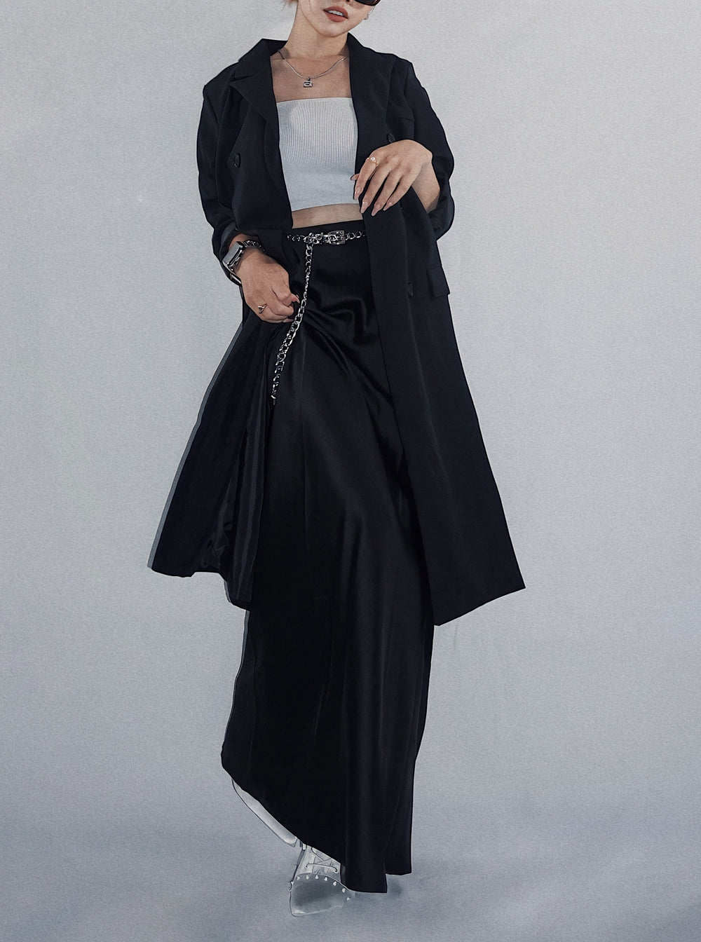 Satin maxi skirt