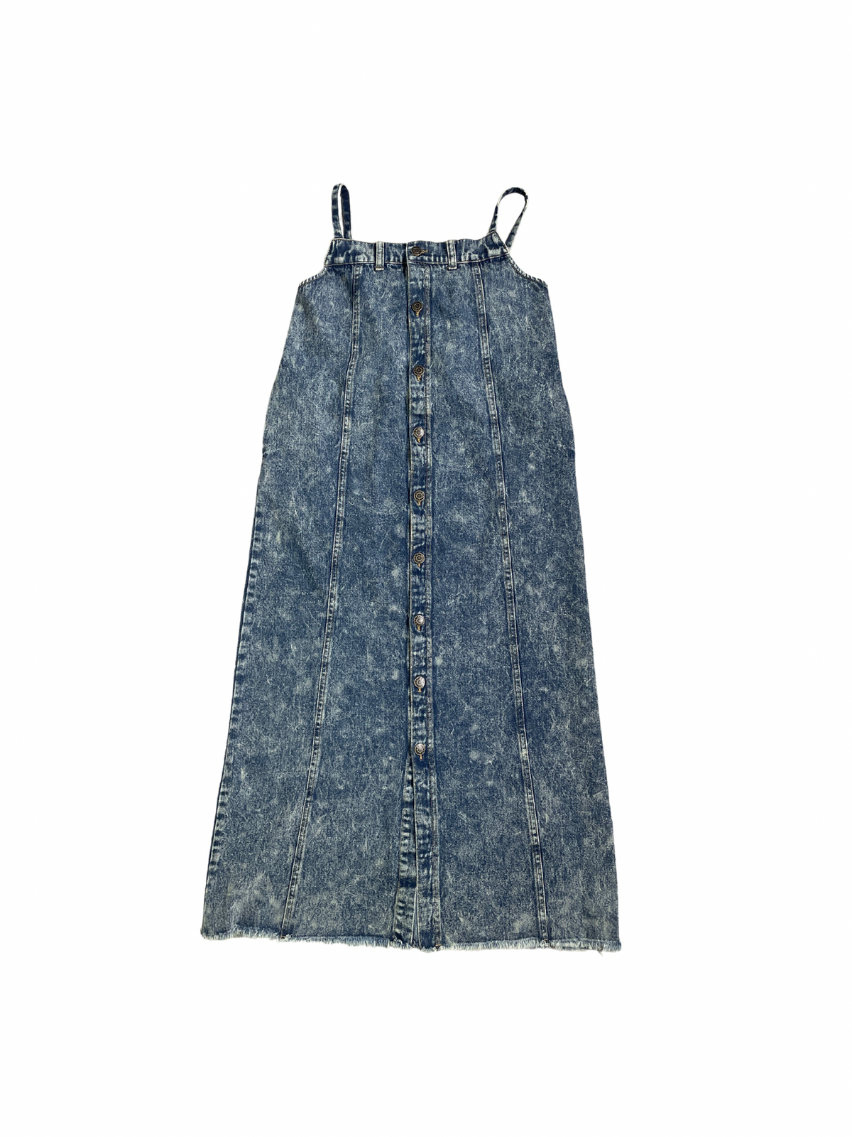 Button slit denim one piece(BLUE)