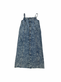 Button slit denim one piece(BLUE)