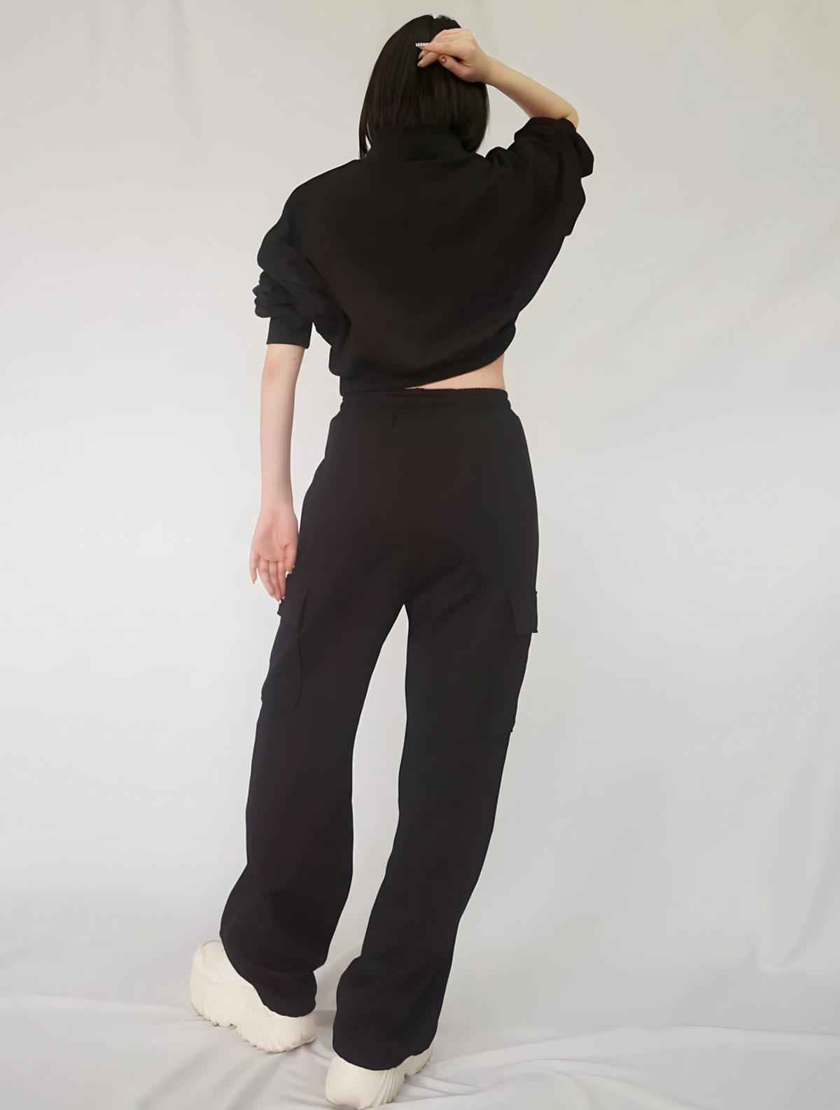 2way cropped half zip & cargo sweat setup