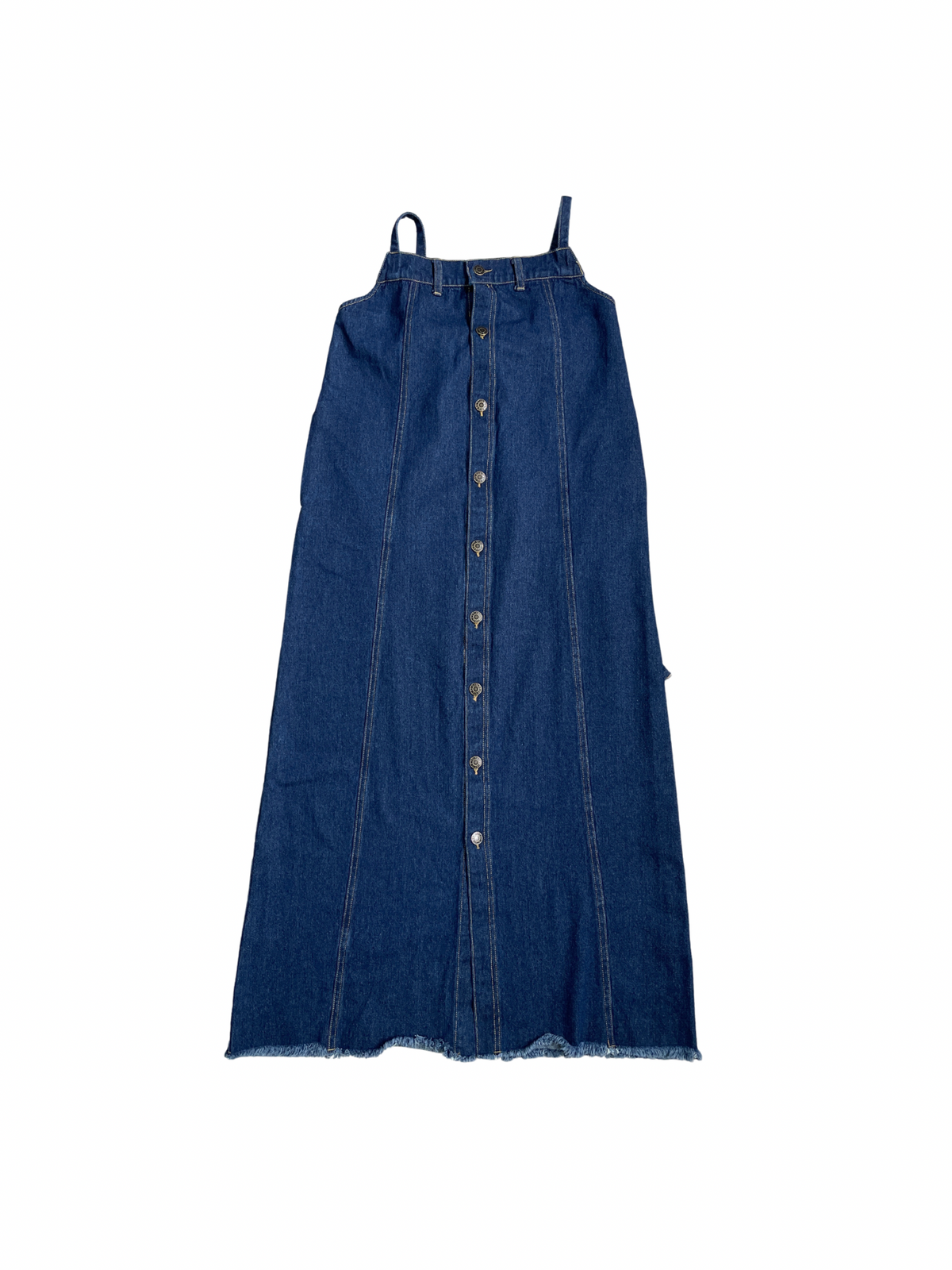 Button slit denim one piece(INDIGO)