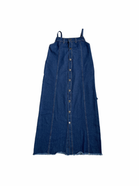 Button slit denim one piece(INDIGO)