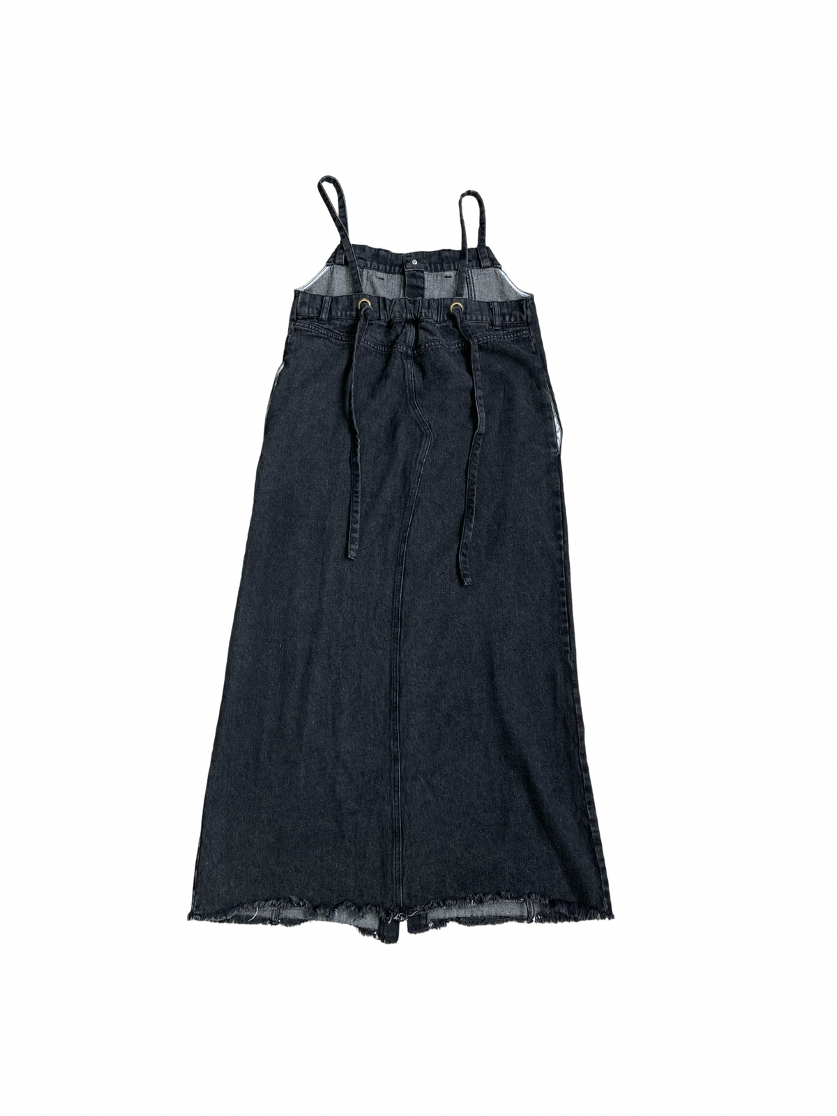 Button slit denim one piece(BLACK)