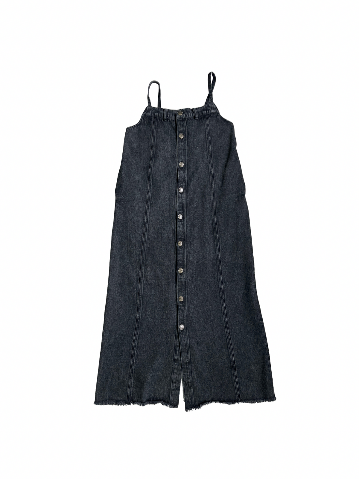 Button slit denim one piece(BLACK)
