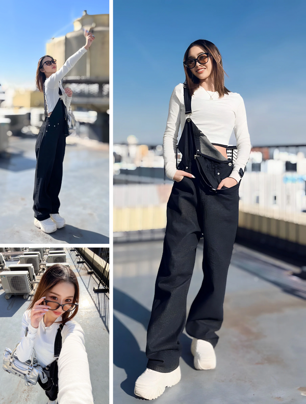 Over denim salopette
