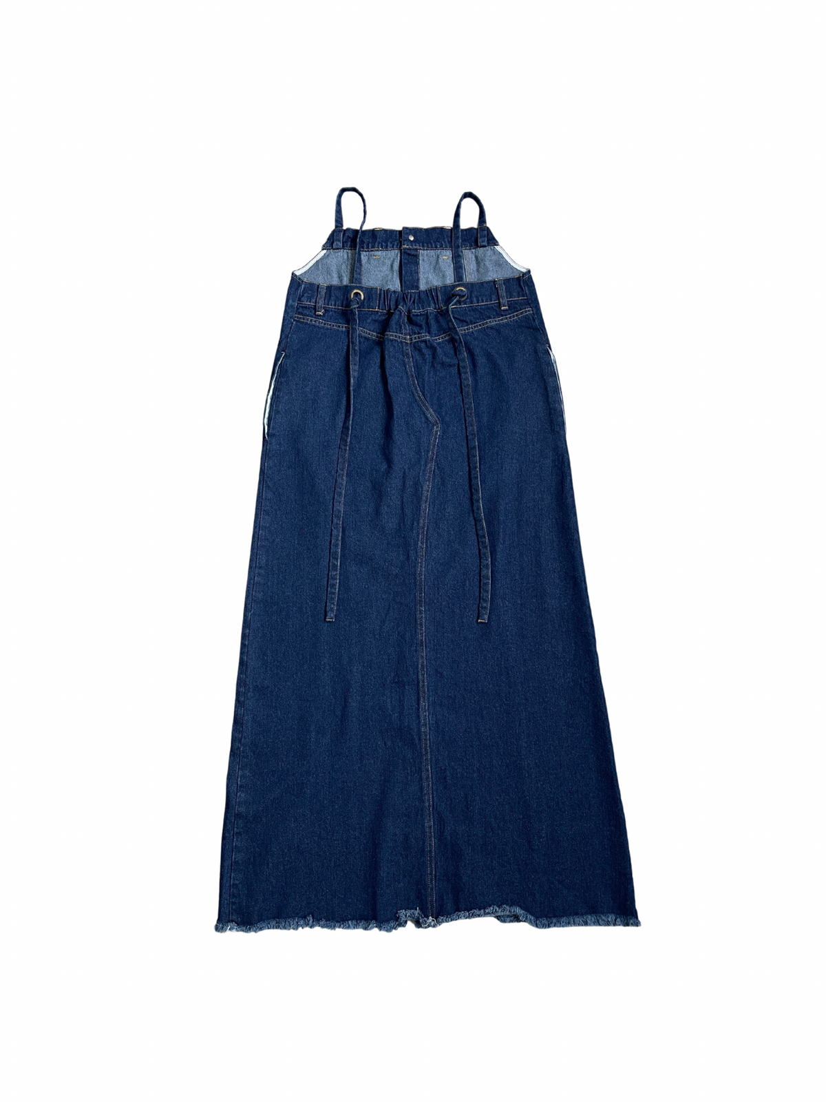 Button slit denim one piece(INDIGO)