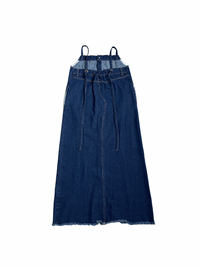 Button slit denim one piece(INDIGO)