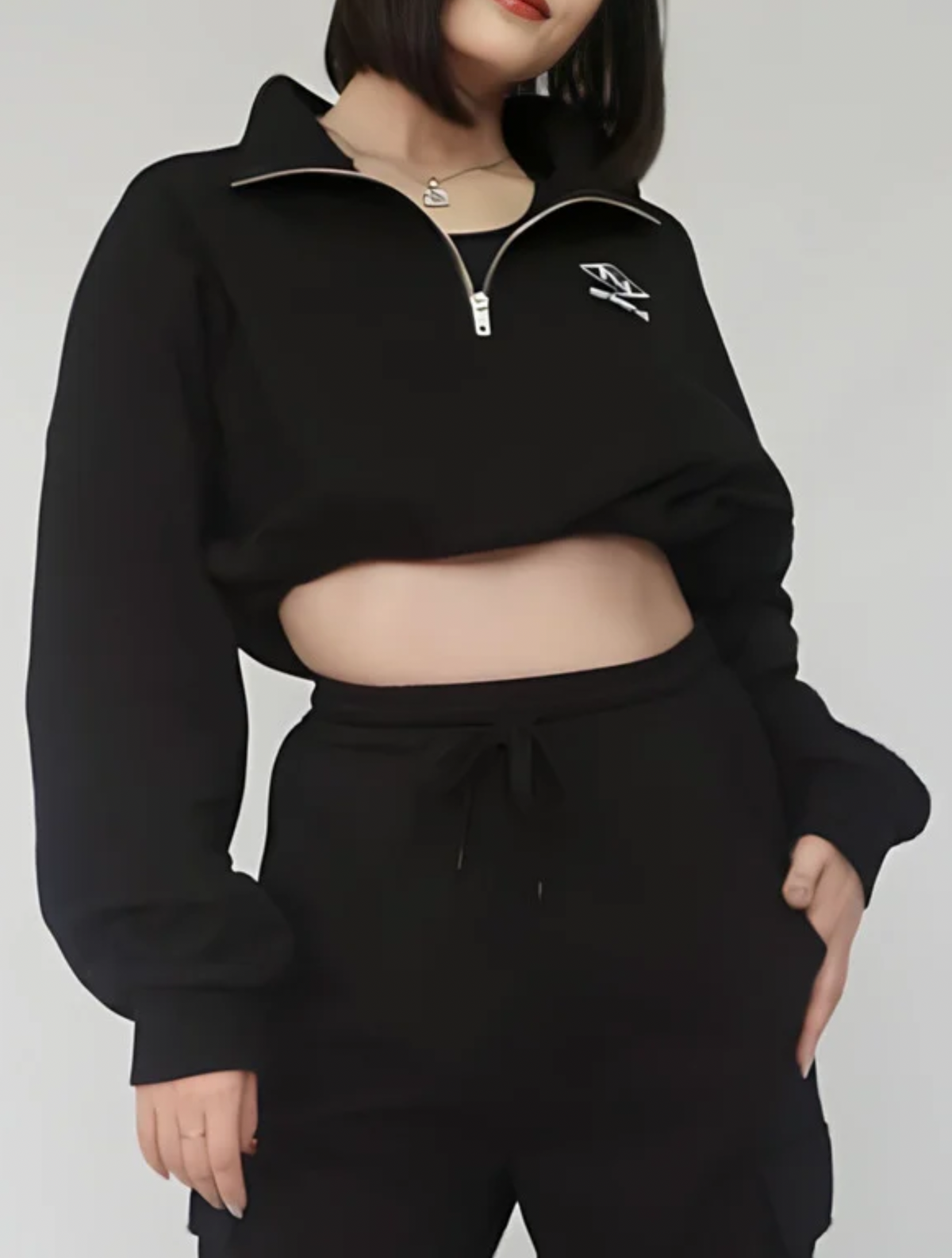 2way cropped half zip & cargo sweat setup