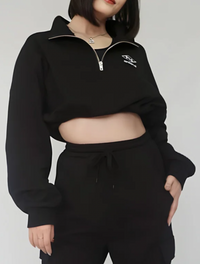 2way cropped half zip & cargo sweat setup