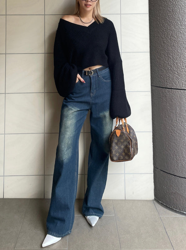 Low gauge feminine knit (BLACK)