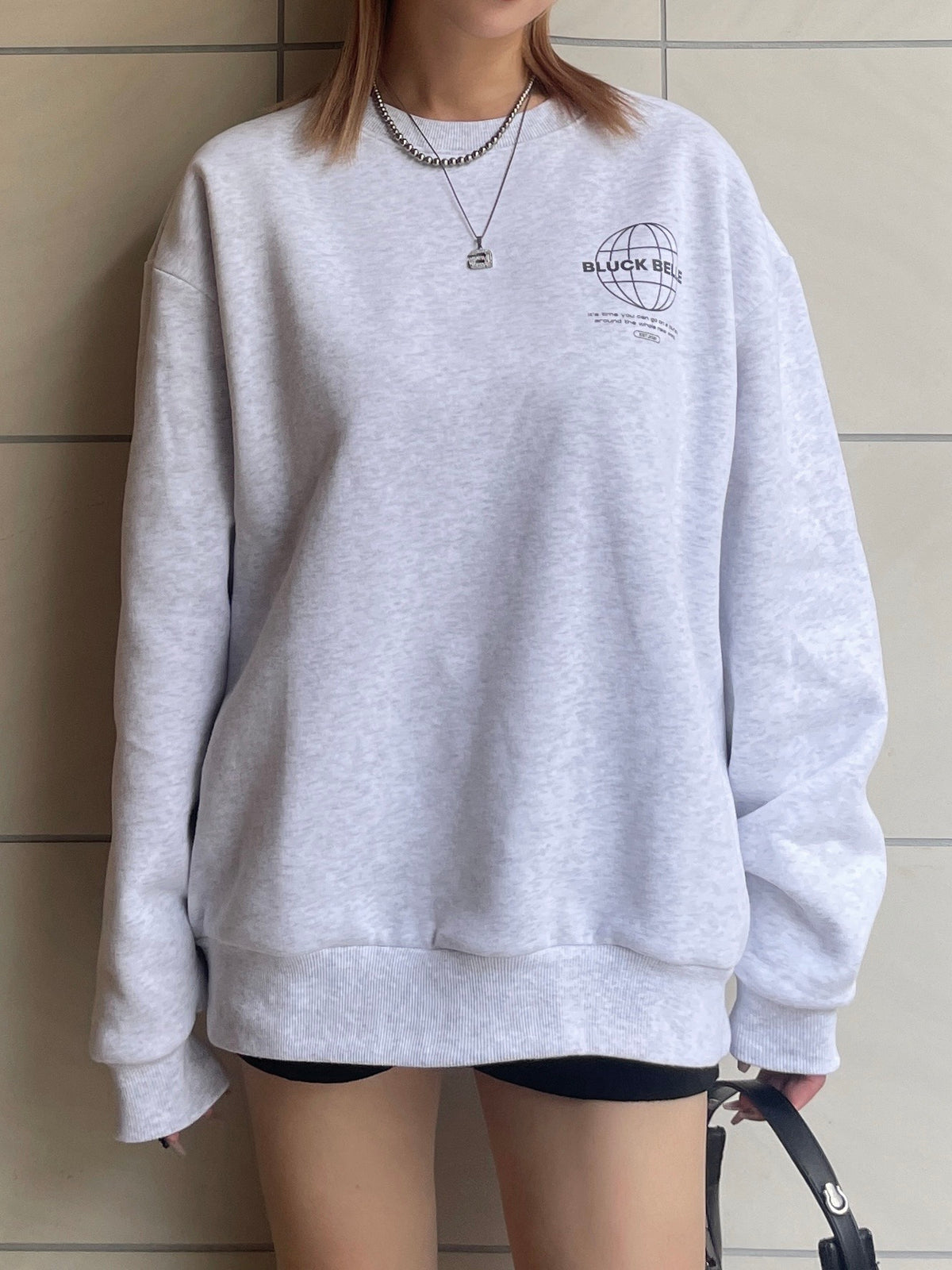 Oversized sweat trainer(ICE GRAY)