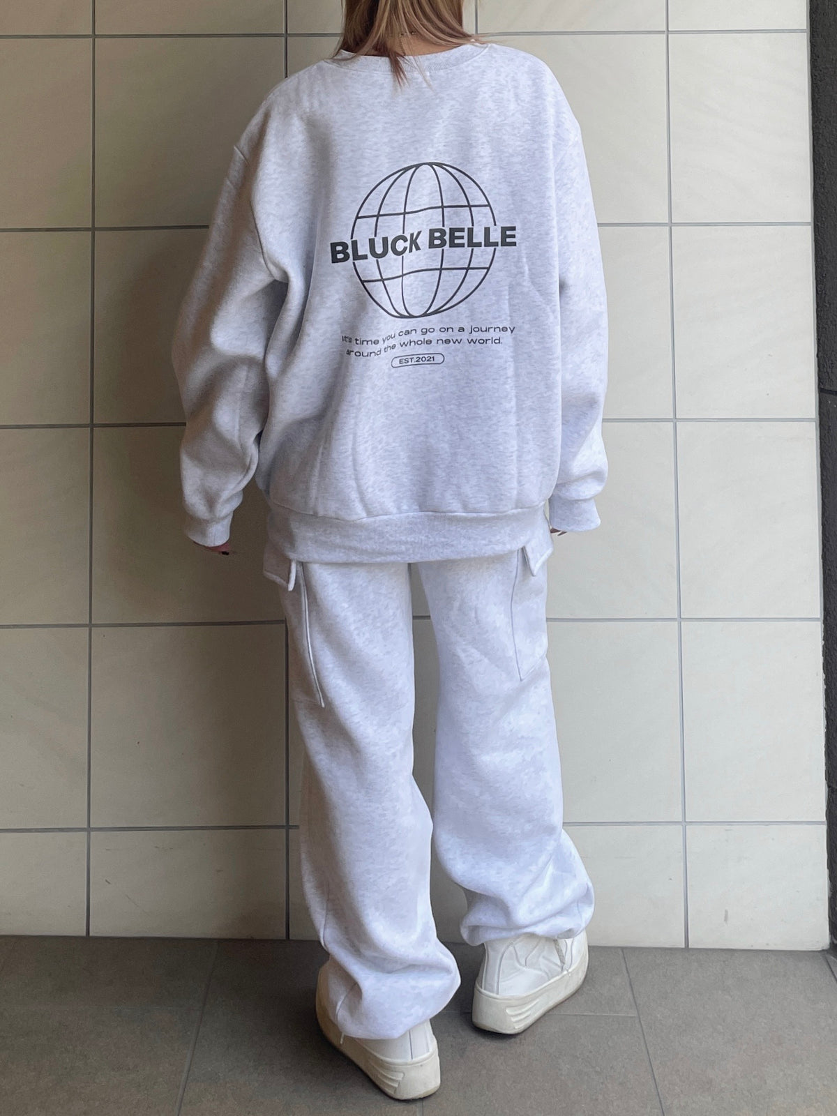 Oversized sweat trainer(ICE GRAY)