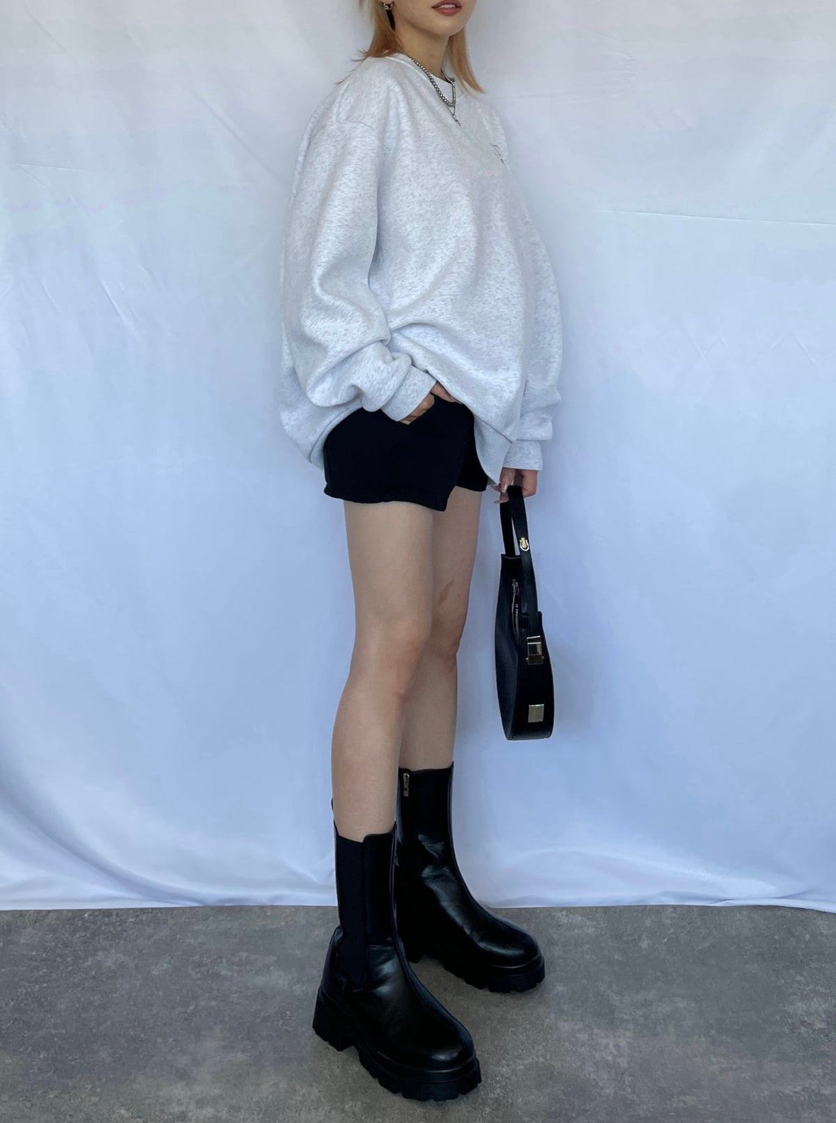 Oversized sweat trainer(ICE GRAY)