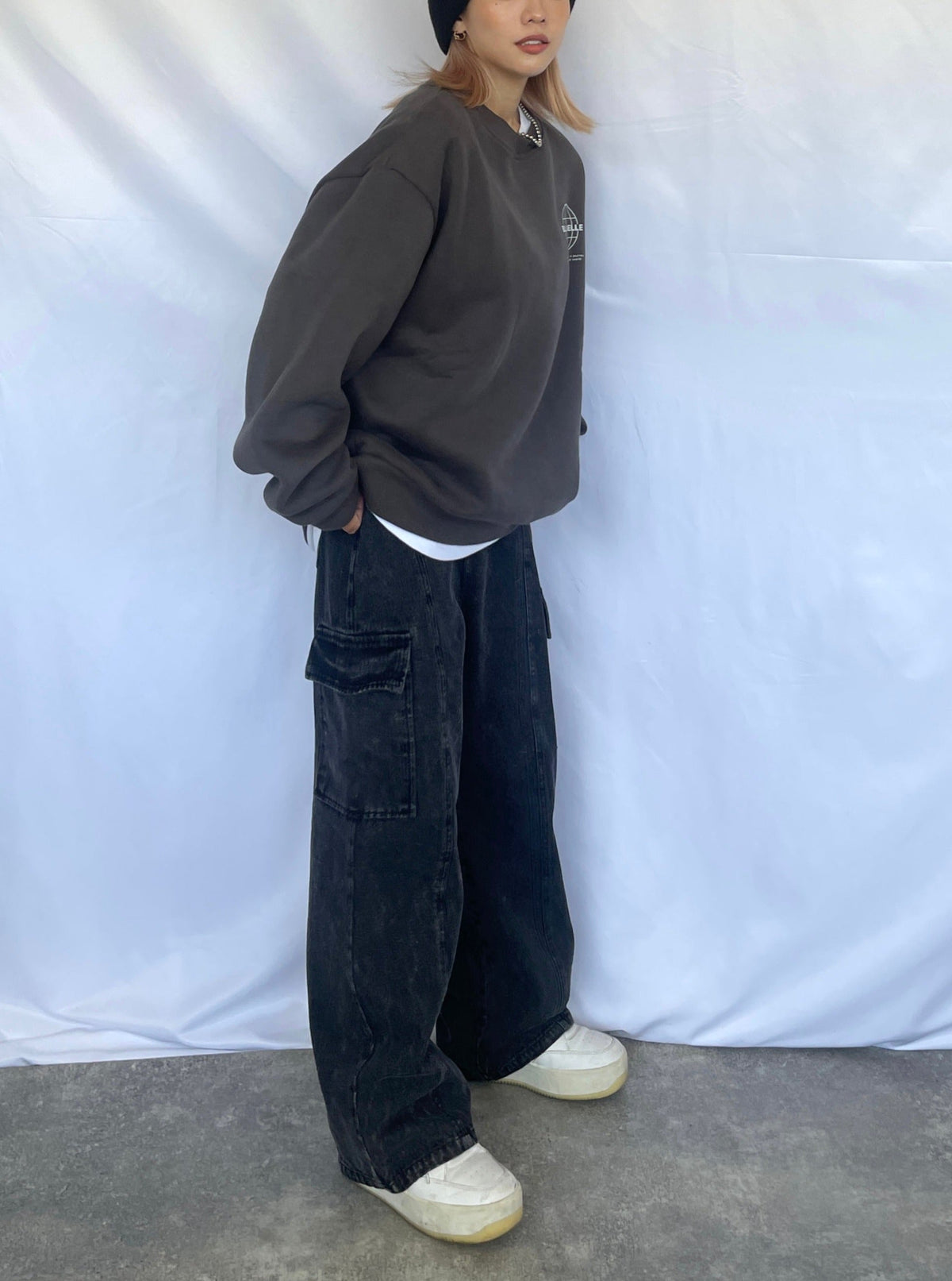 Oversized sweat trainer(CHARCOAL)