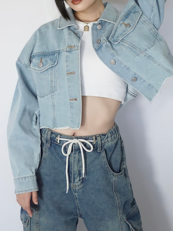 Color stitch short jacket(BLEACH)