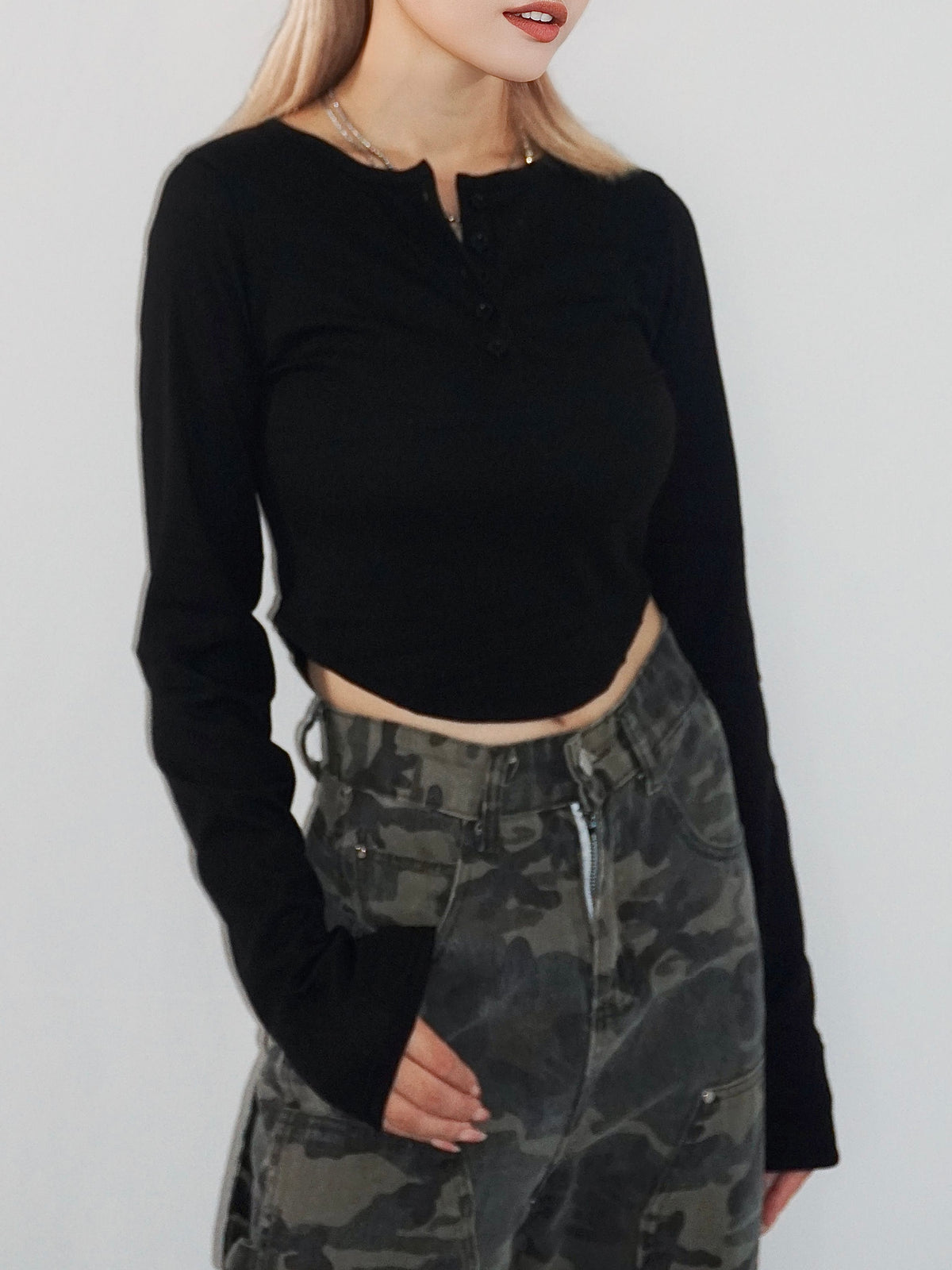 Henry neck round tee(3color)