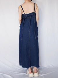 Button slit denim one piece(INDIGO)