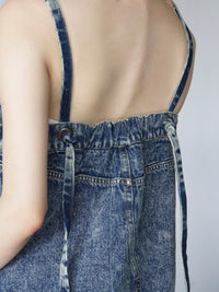 Button slit denim one piece(BLUE)