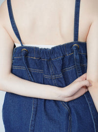 Button slit denim one piece(INDIGO)