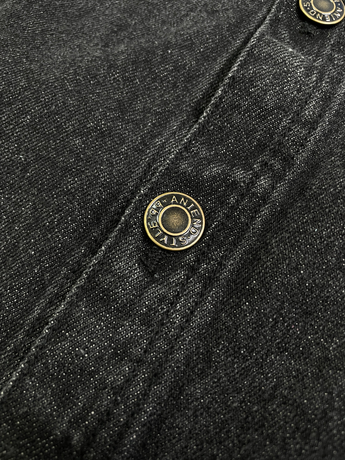 Button slit denim one piece(BLACK)