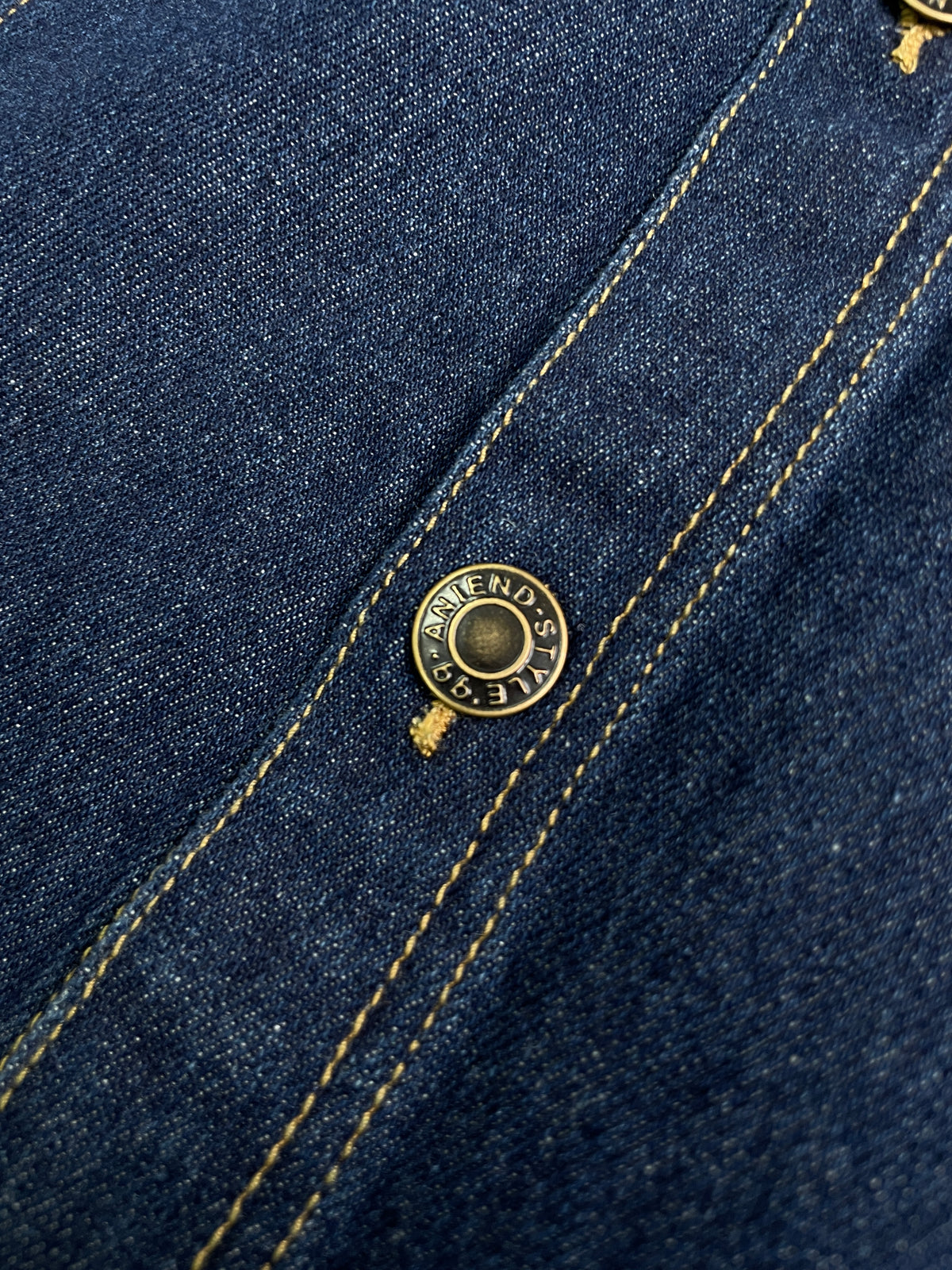 Button slit denim one piece(INDIGO)