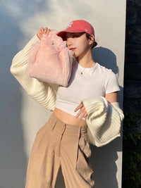 Fluffy mini tote bag (five colors)
