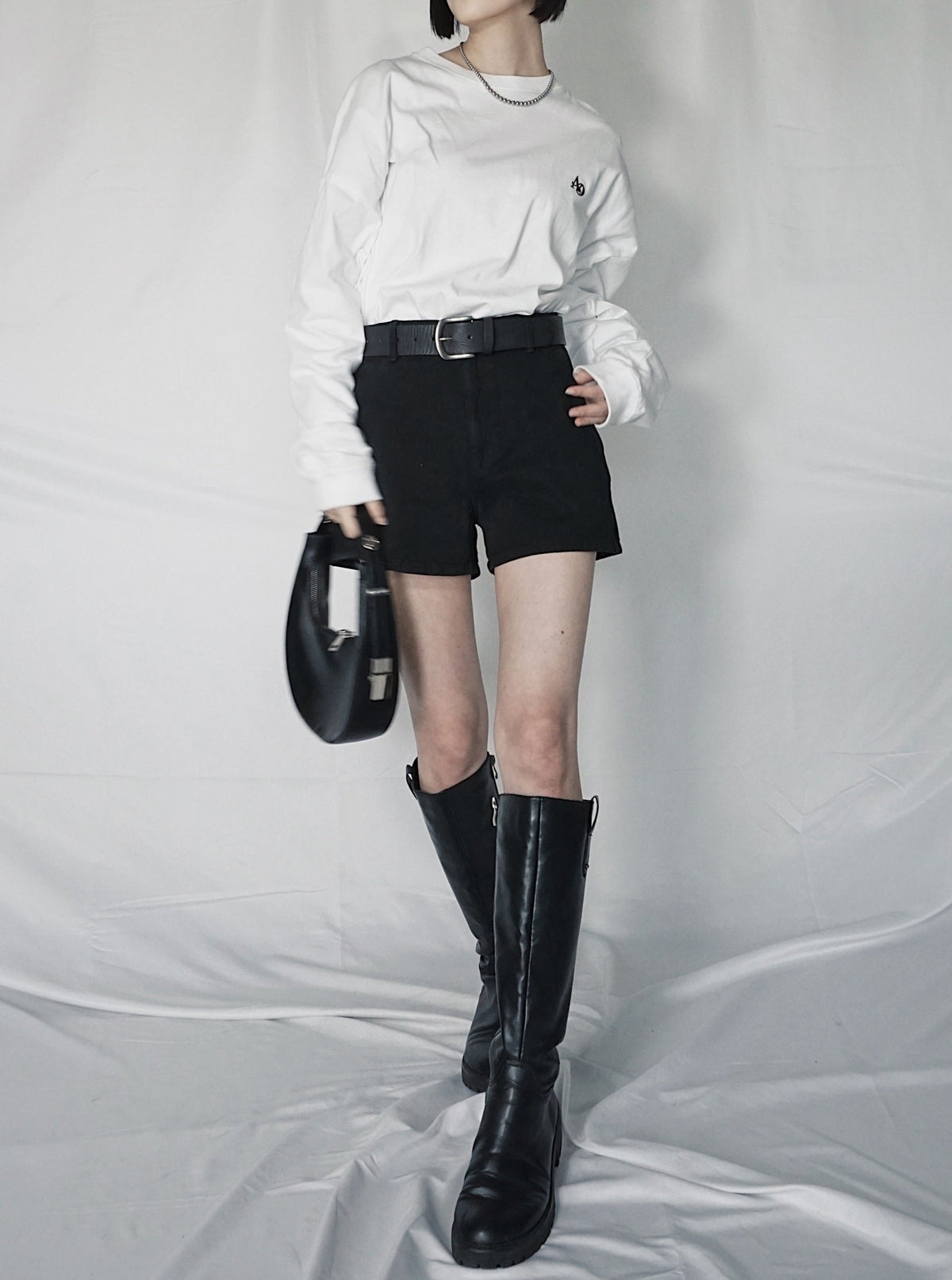 AD point logo long tee(WHITE)