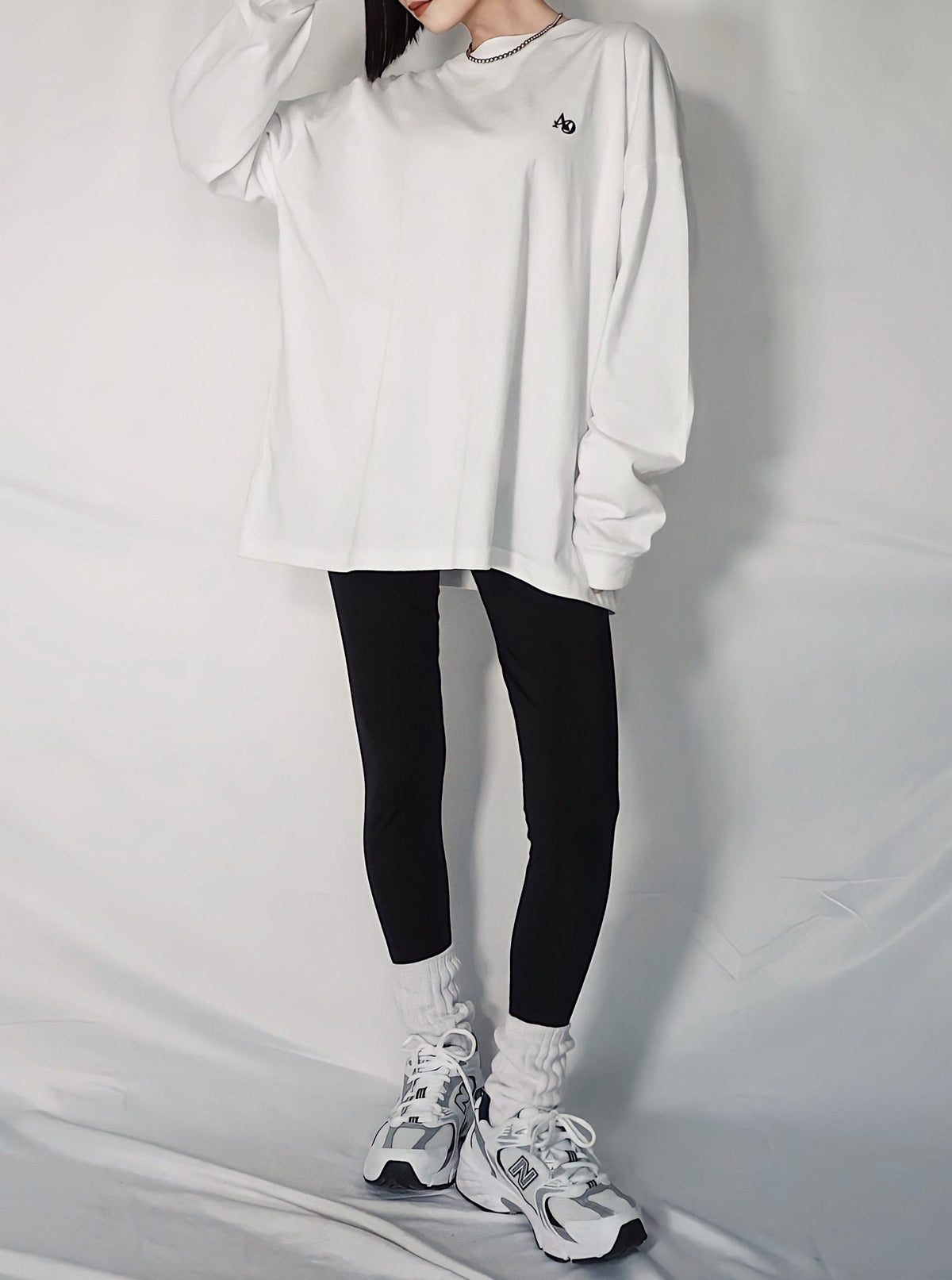 AD point logo long tee(WHITE)