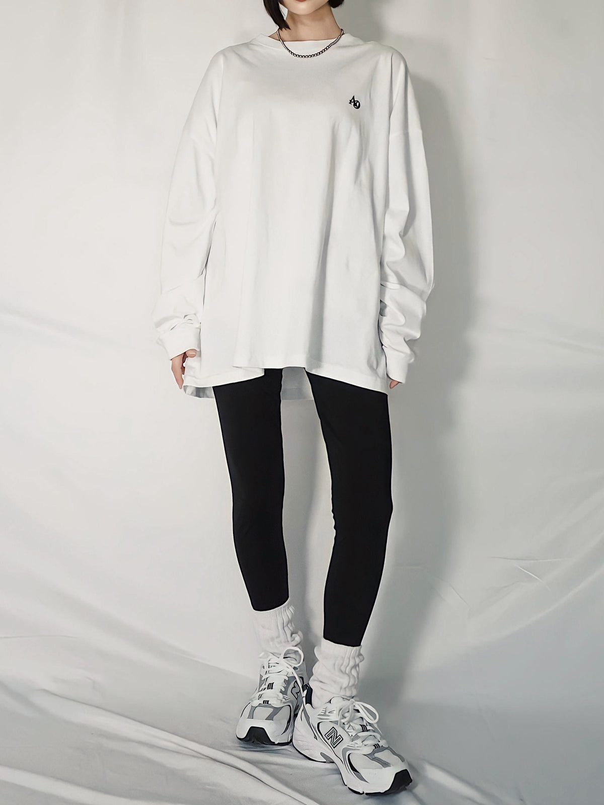 AD point logo long tee(WHITE)