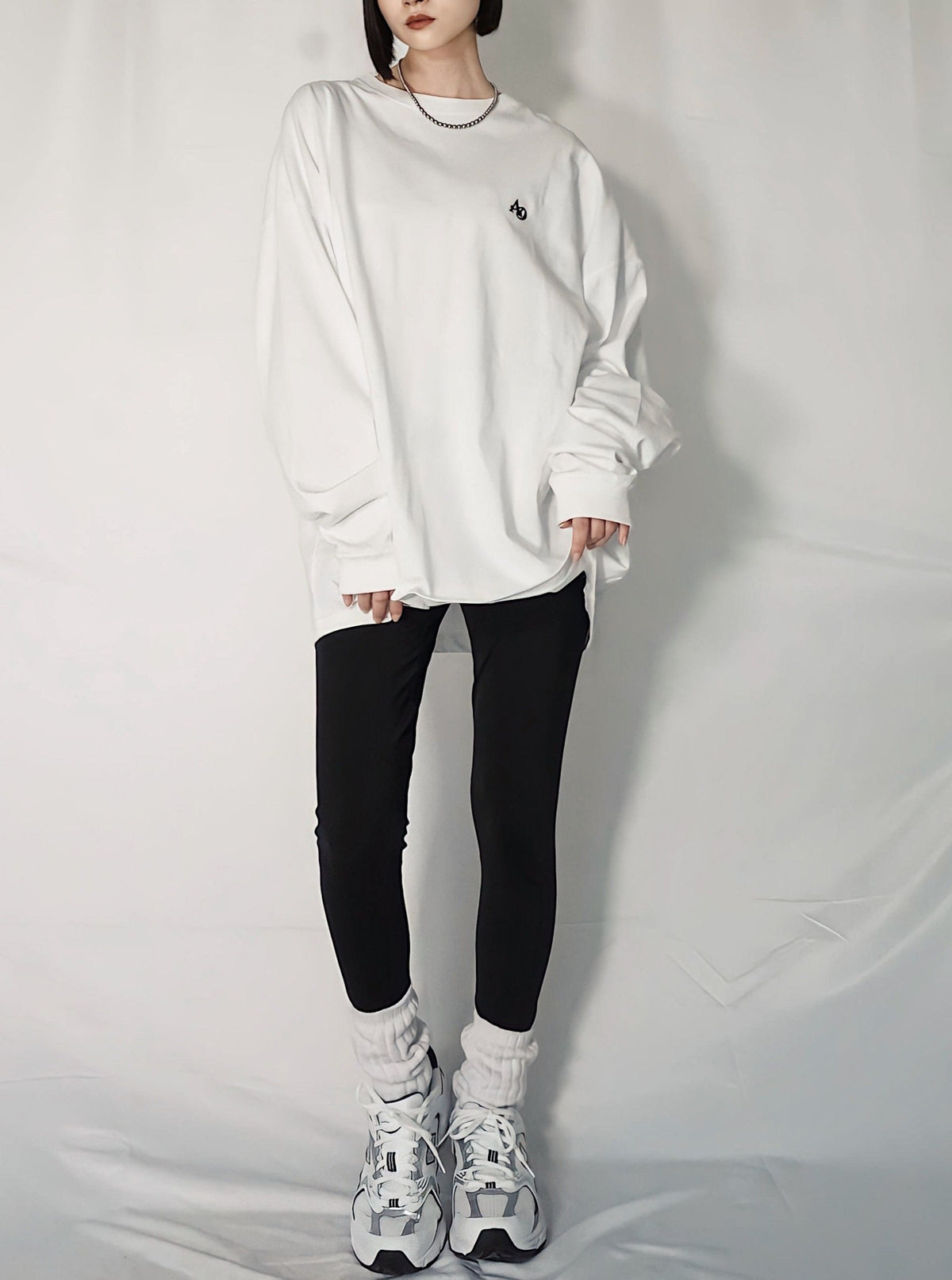 AD point logo long tee(WHITE)