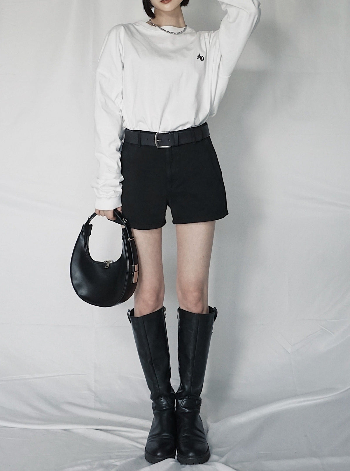AD point logo long tee(WHITE)