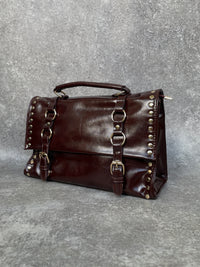 Vintage studs hand bag(BROWN)