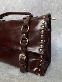 Vintage studs hand bag(BROWN)