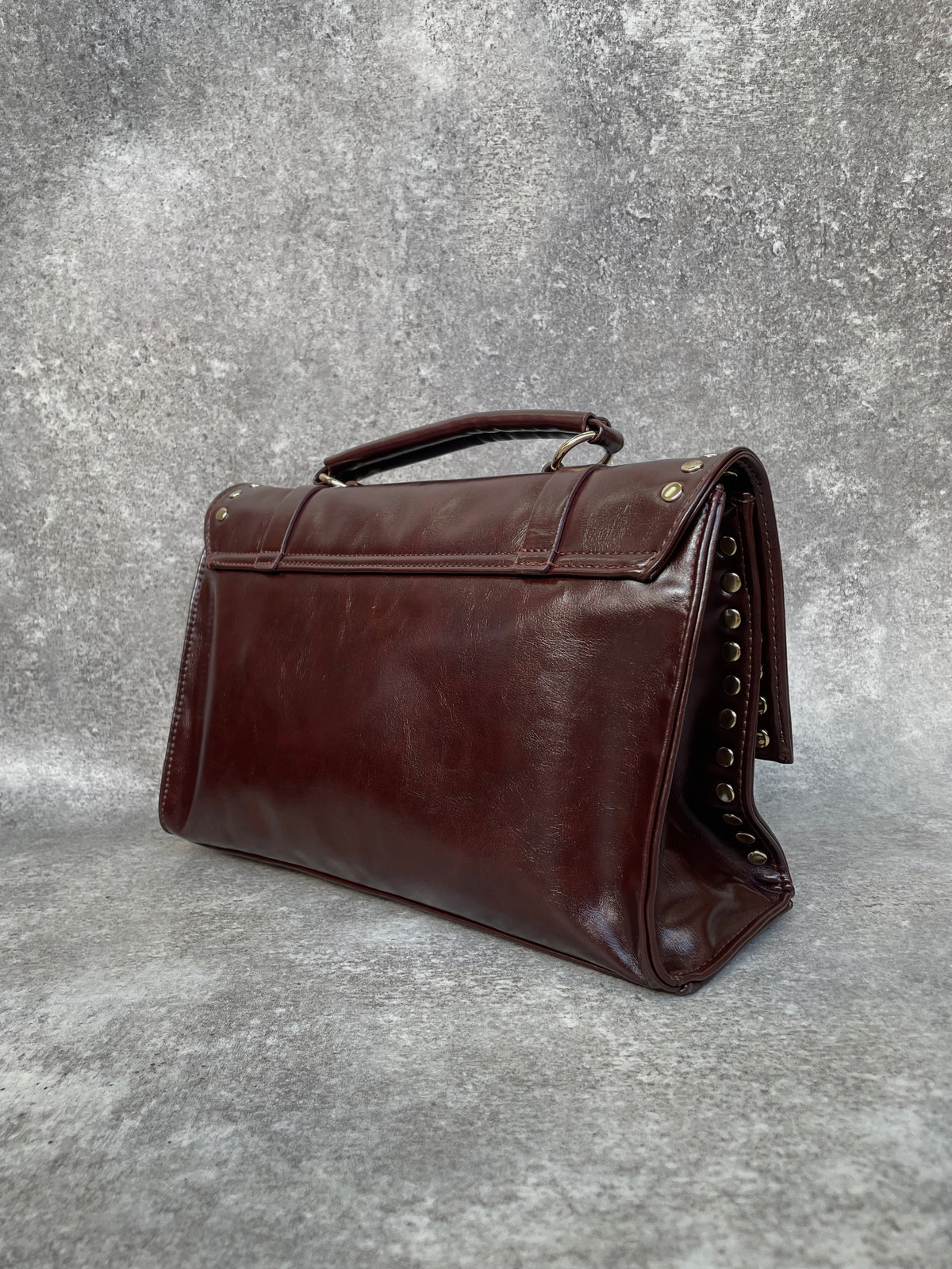 Vintage studs hand bag(BROWN)