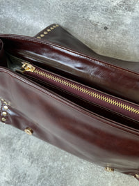 Vintage studs hand bag(BROWN)