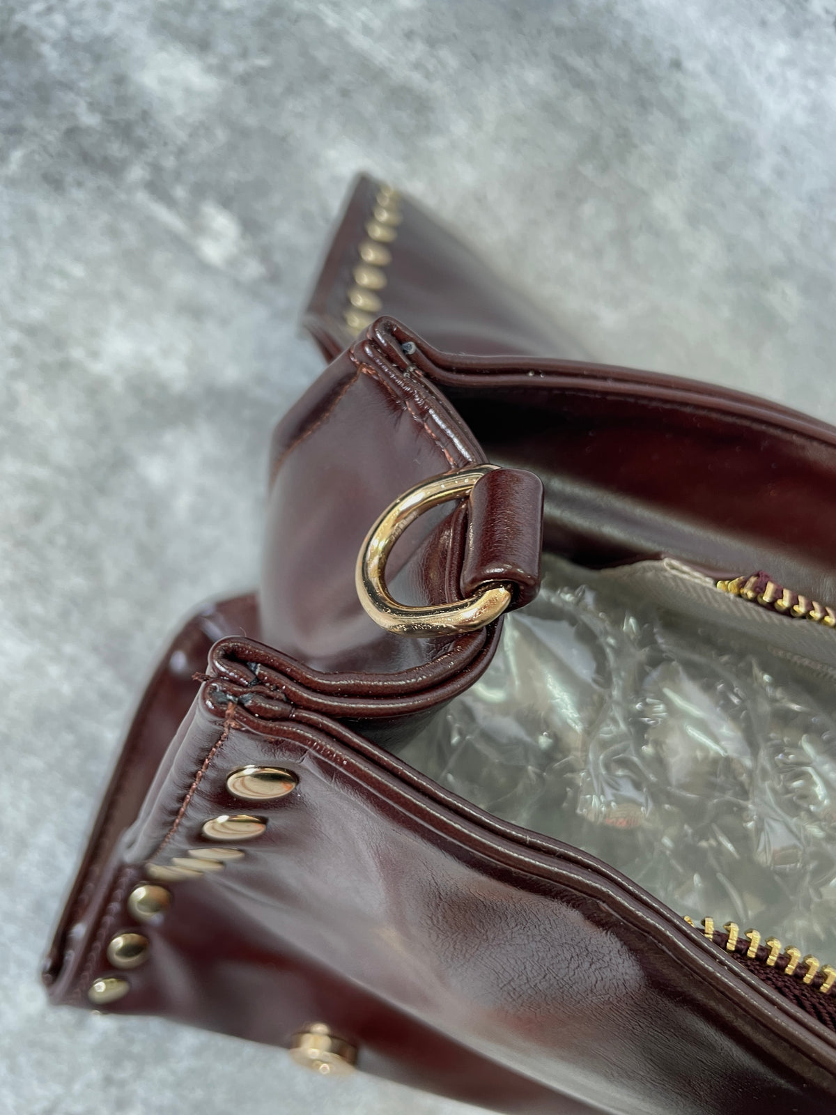 Vintage studs hand bag(BROWN)