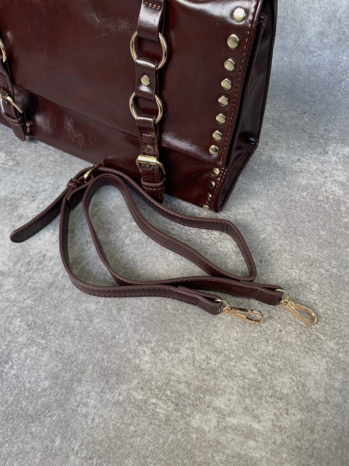 Vintage studs hand bag(BROWN)