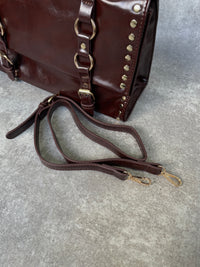 Vintage studs hand bag(BROWN)