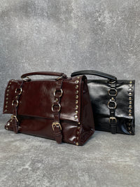 Vintage studs hand bag(BROWN)