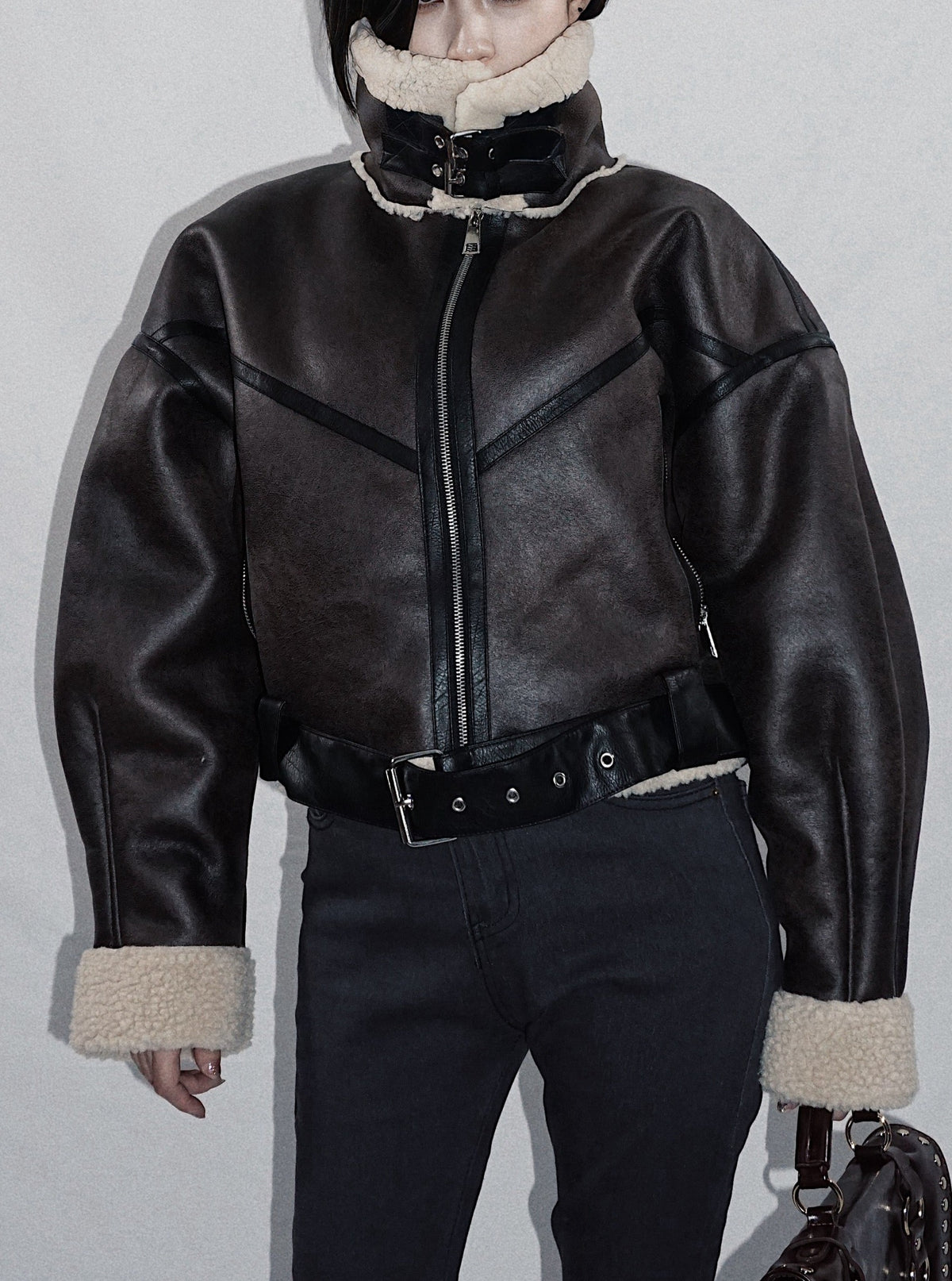 Short boa flight blouson