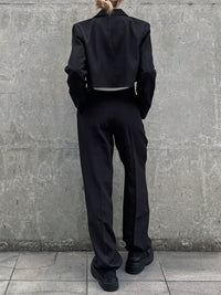 High waist tapered pants（BLACK）
