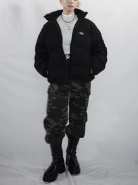 Black denim down blouson