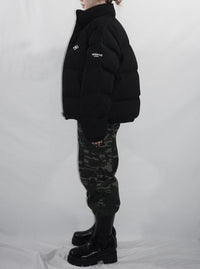 Black denim down blouson