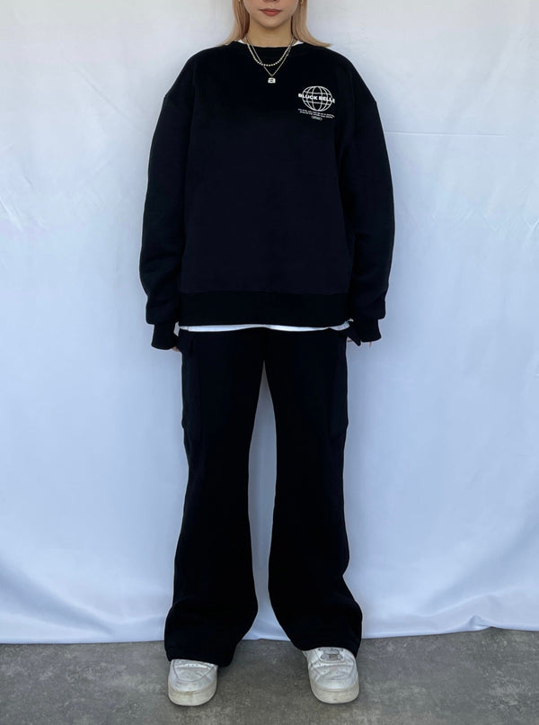 Oversized ＆ ２way  cargo sweat setup（BLACK）