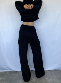 Cropped ＆ ２way cargo sweat setup（BLACK）