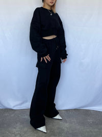 Cropped ＆ ２way cargo sweat setup（BLACK）