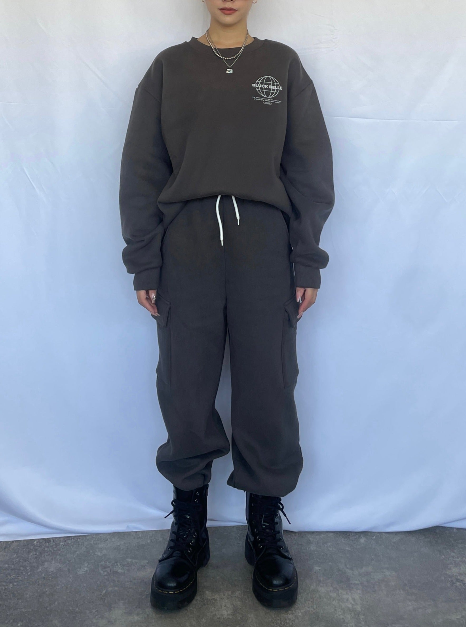 Oversized ＆ ２way cargo sweat setup（CHARCOAL） – ANIEND